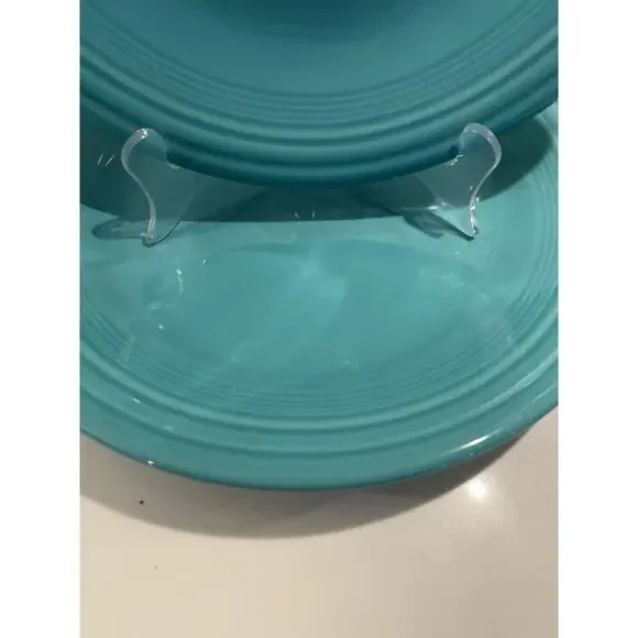 Vtg Homer Laughlin Fiesta Turquoise Plates 10.5" Set Of 2 Dinner Large Plates - Picture 3 of 7